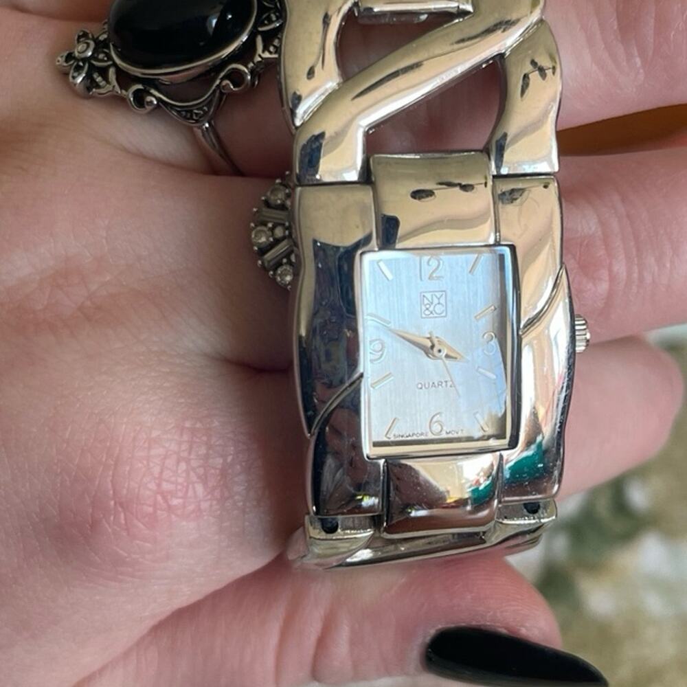 New York and CO Silver Tone Metal Bracelet Band Watch